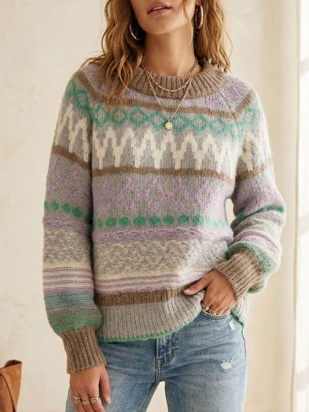 Talulah Fair Isle Indie Sleeze Sweater Size Small Oversized Relaxed Boxy